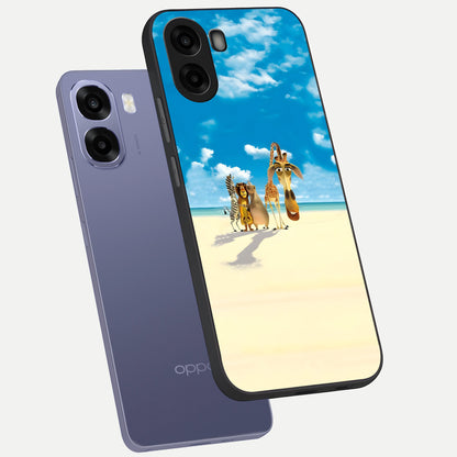  Tropical Fun Squad phone case For Oppo A6s showing premium glass back cover with detailed artwork