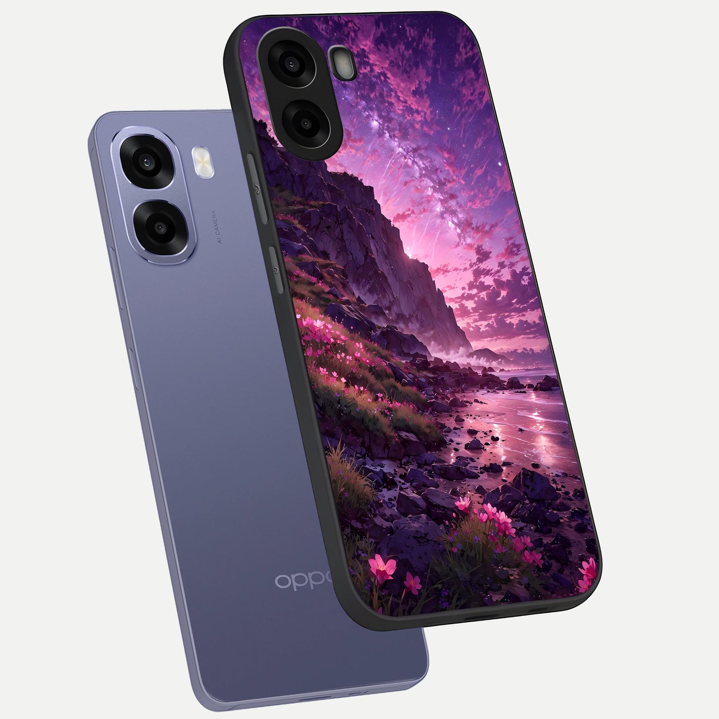  Twilight Blossom Coast phone case For Oppo A6s showing premium glass back cover with detailed artwork
