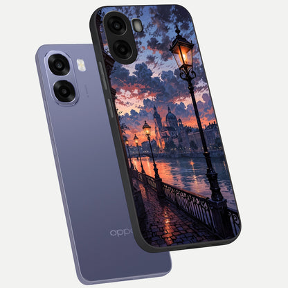  Twilight River Lights phone case For Oppo A6s showing premium glass back cover with detailed artwork