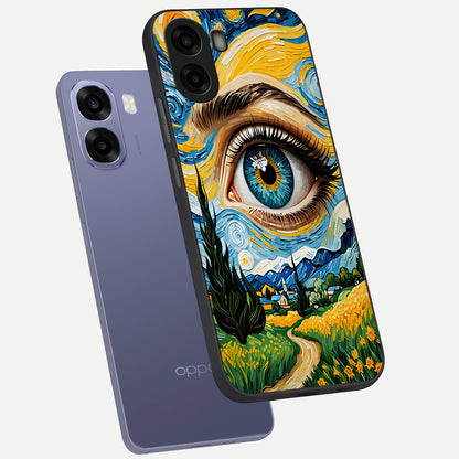  Van Gogh Eye phone case For Oppo A6s showing premium glass back cover with detailed artwork