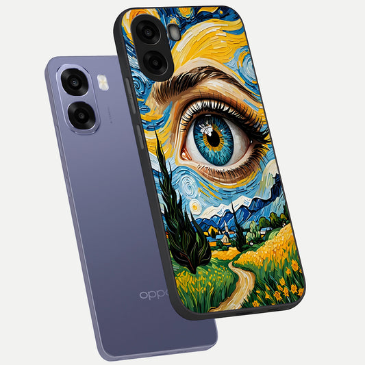  Van Gogh Eye phone case For Oppo A6s showing premium glass back cover with detailed artwork