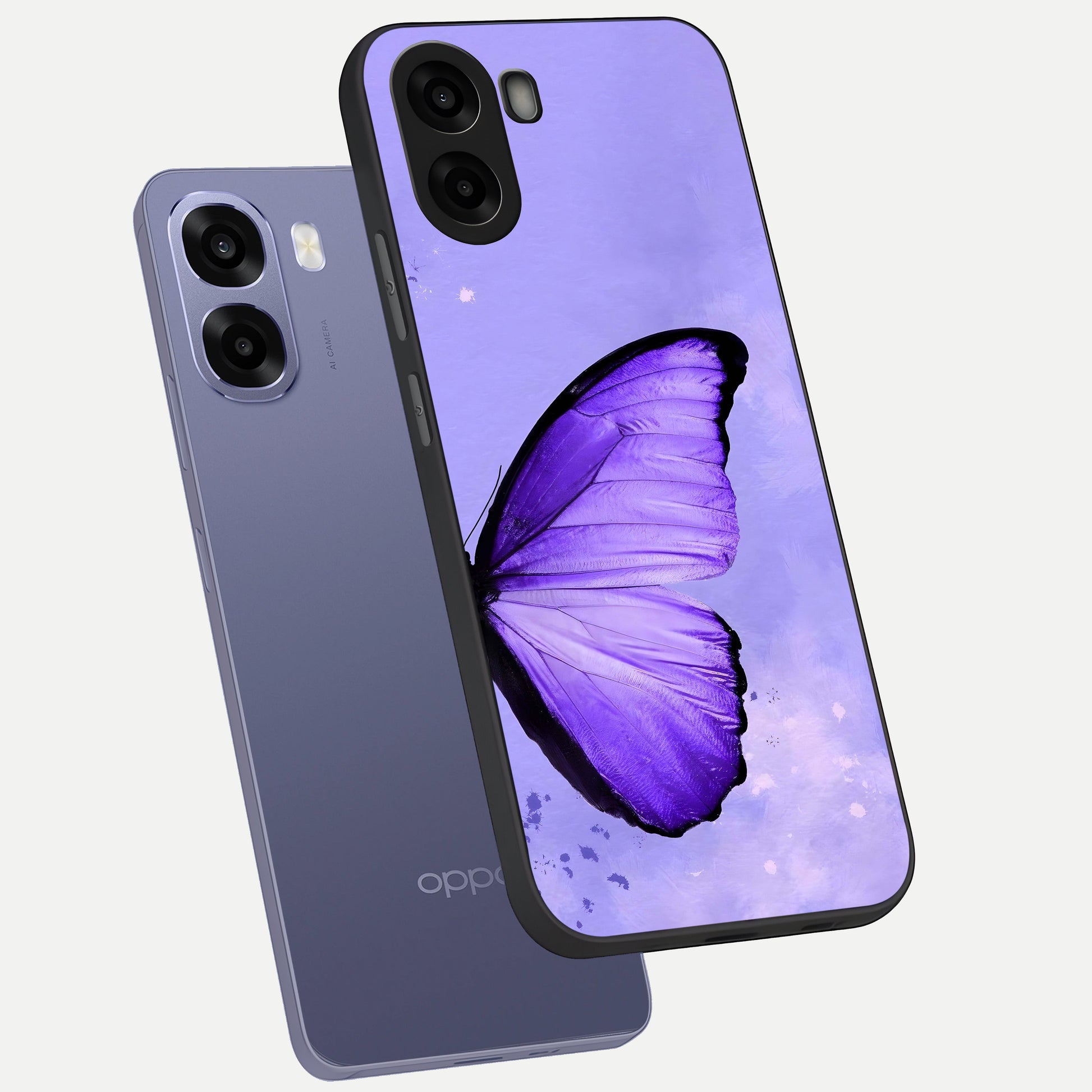  Violet Dream Wing phone case For Oppo A6s showing premium glass back cover with detailed artwork