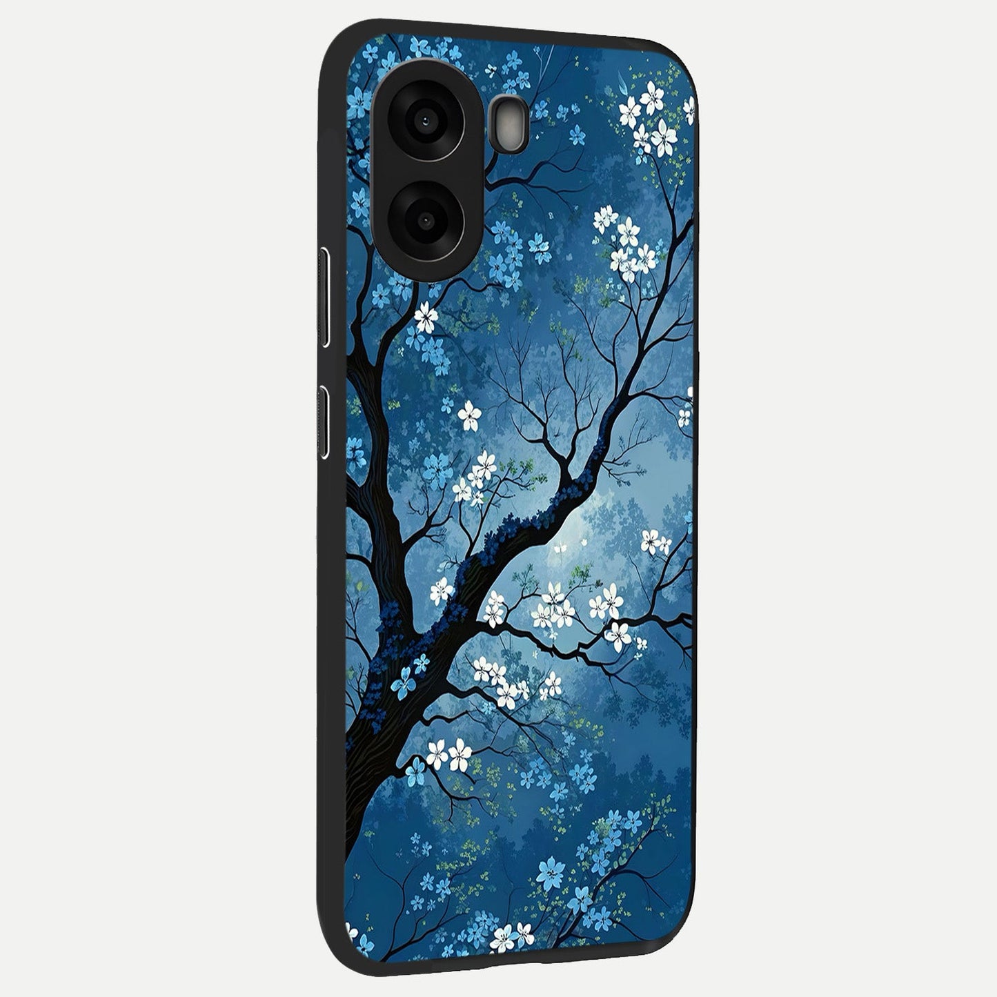  Blue Tree Serenity back cover For Oppo A6s slim fit glass case with vibrant aesthetic design