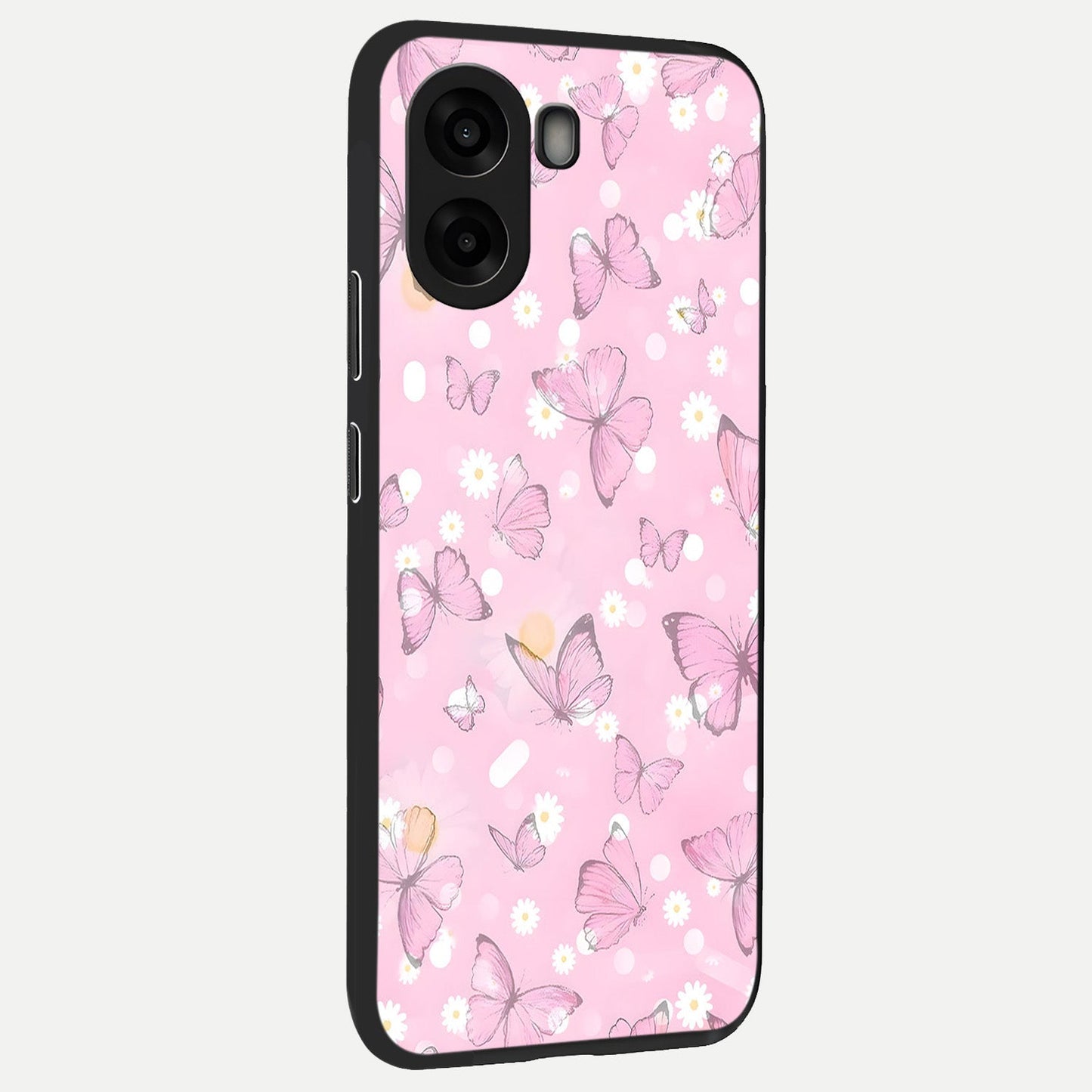  Blush Butterfly Garden back cover For Oppo A6s slim fit glass case with vibrant aesthetic design