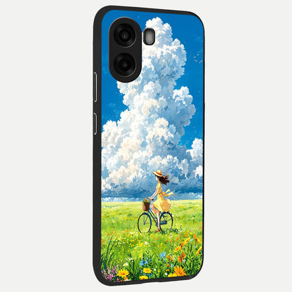  Breezy Meadow Ride back cover For Oppo A6s slim fit glass case with vibrant aesthetic design