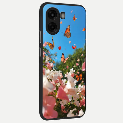  Butterflies In Bloom Sky back cover For Oppo A6s slim fit glass case with vibrant aesthetic design