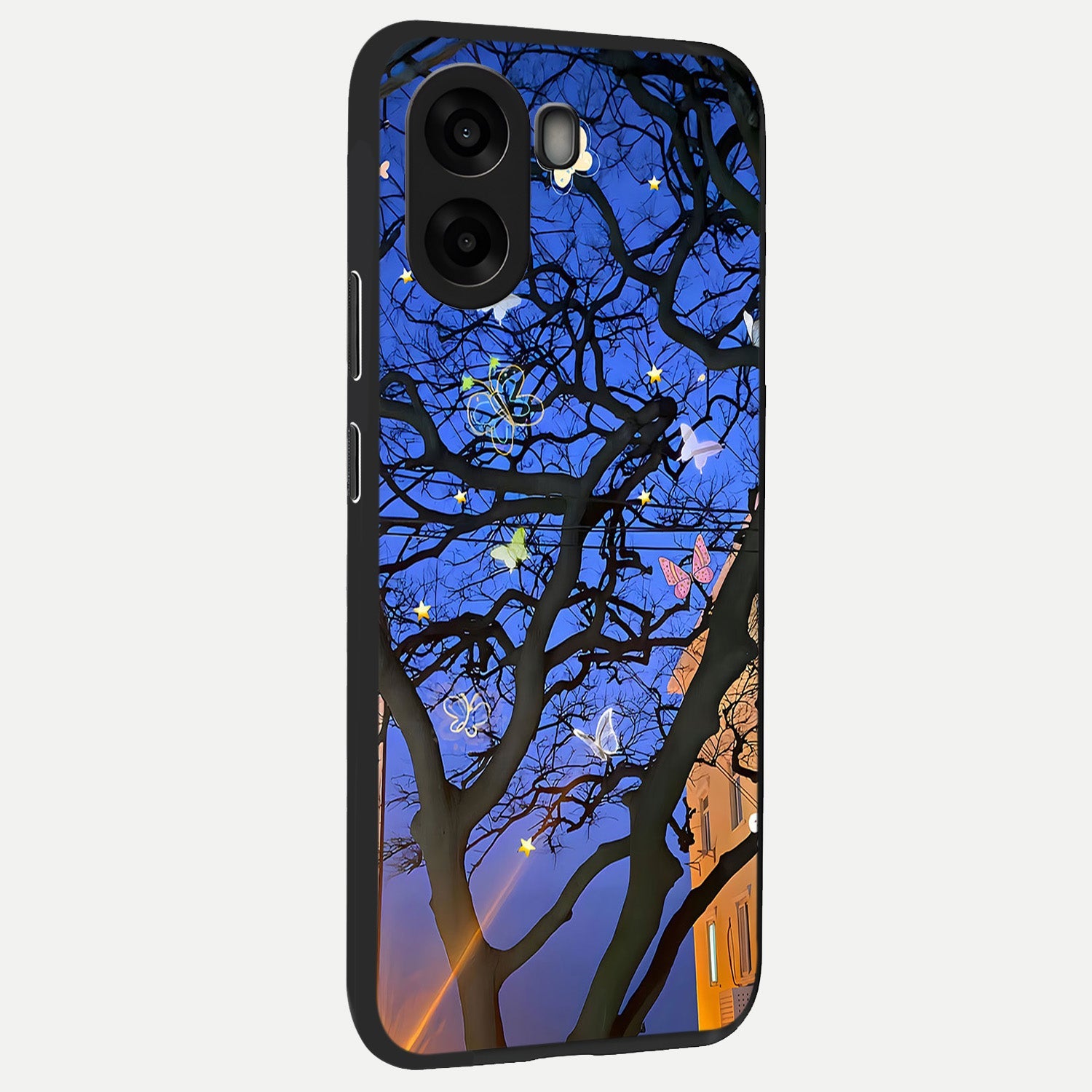  Butterfly Night Magic back cover For Oppo A6s slim fit glass case with vibrant aesthetic design
