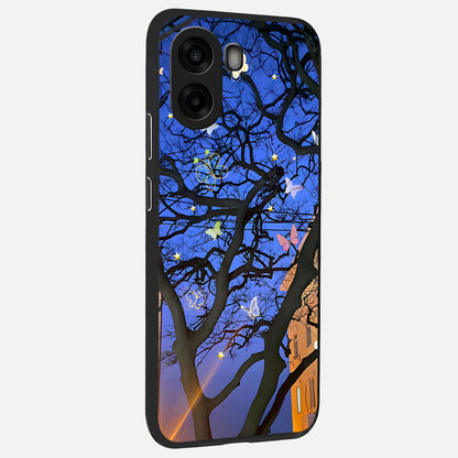  Butterfly Night Magic back cover For Oppo A6s slim fit glass case with vibrant aesthetic design