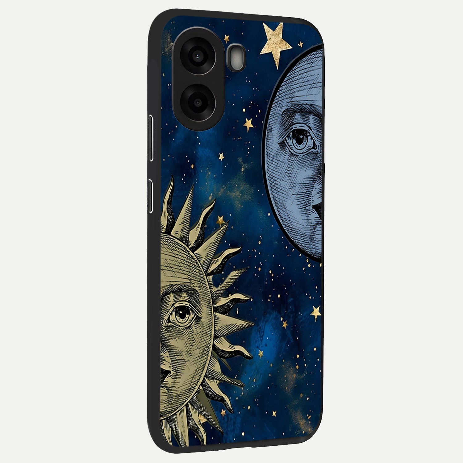  Celestial Moon With Sun back cover For Oppo A6s slim fit glass case with vibrant aesthetic design