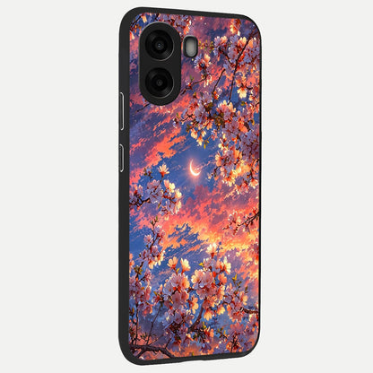  Celestial Sakura Sunset back cover For Oppo A6s slim fit glass case with vibrant aesthetic design
