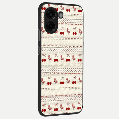  Cherry Bloom Charm back cover For Oppo A6s slim fit glass case with vibrant aesthetic design