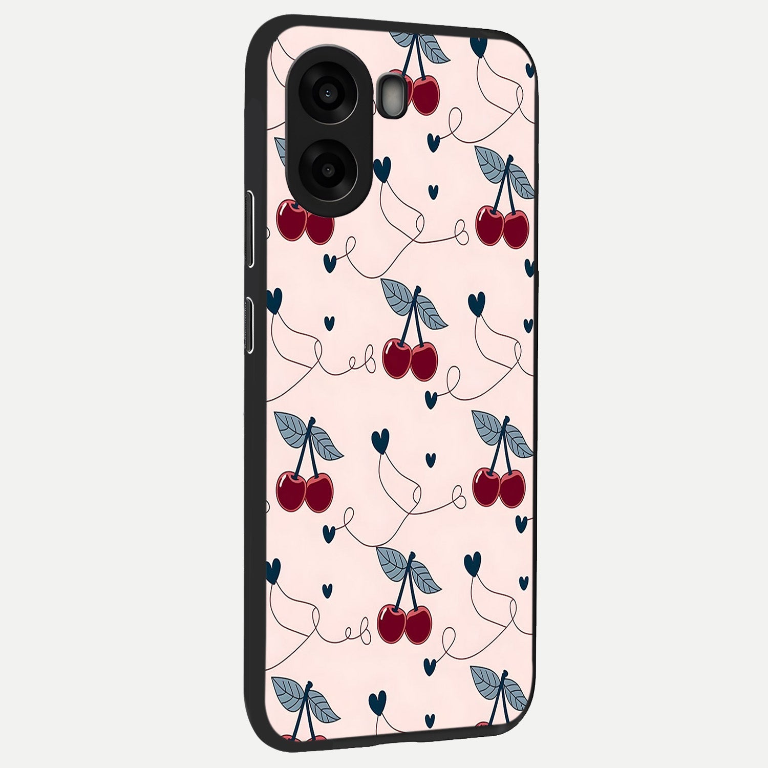 Cherry Heart Line back cover For Oppo A6s slim fit glass case with vibrant aesthetic design