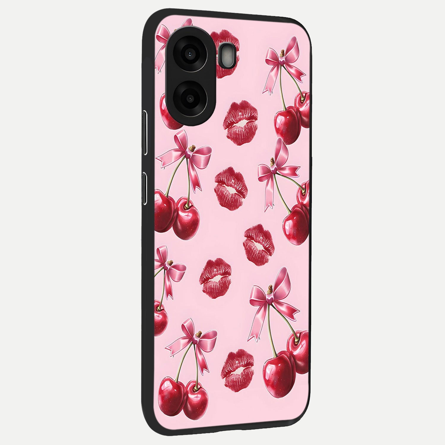  Cherry With Lips back cover For Oppo A6s slim fit glass case with vibrant aesthetic design
