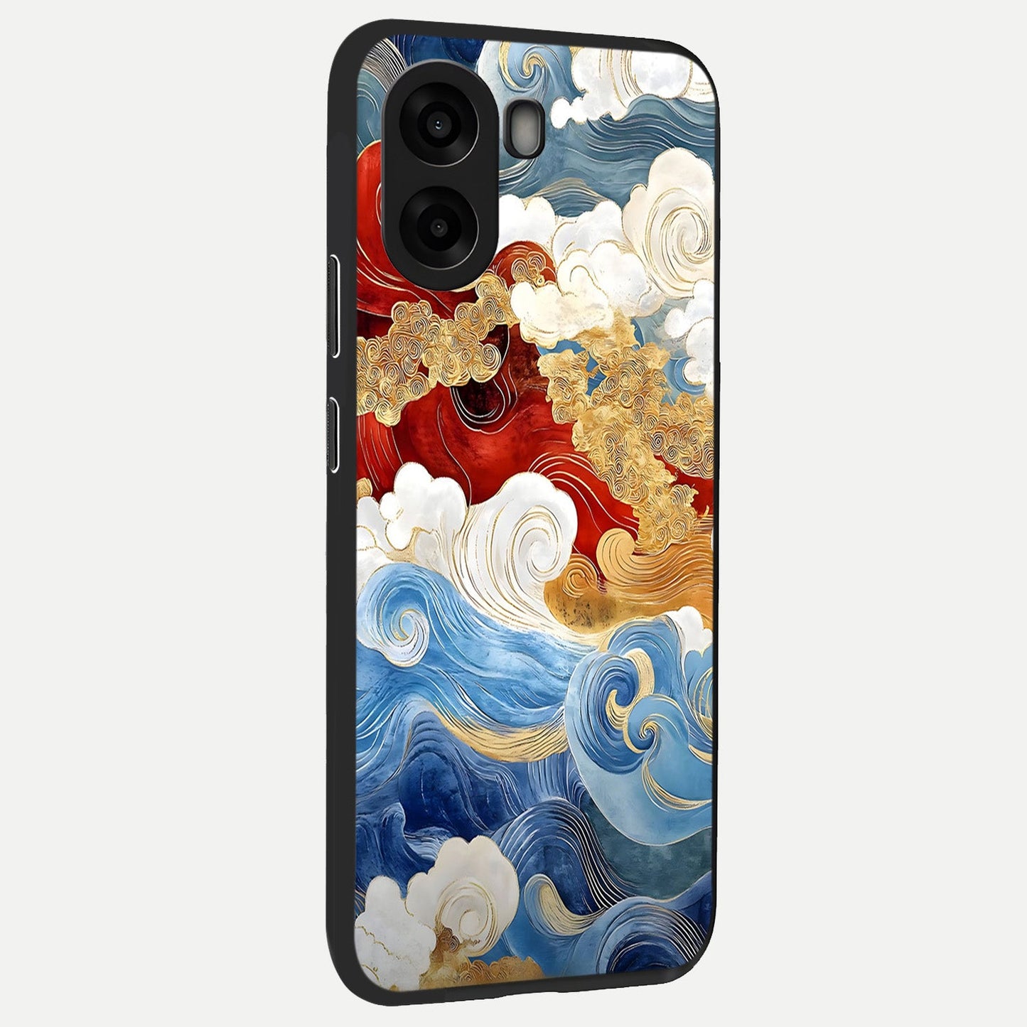  Colored Waves back cover For Oppo A6s slim fit glass case with vibrant aesthetic design