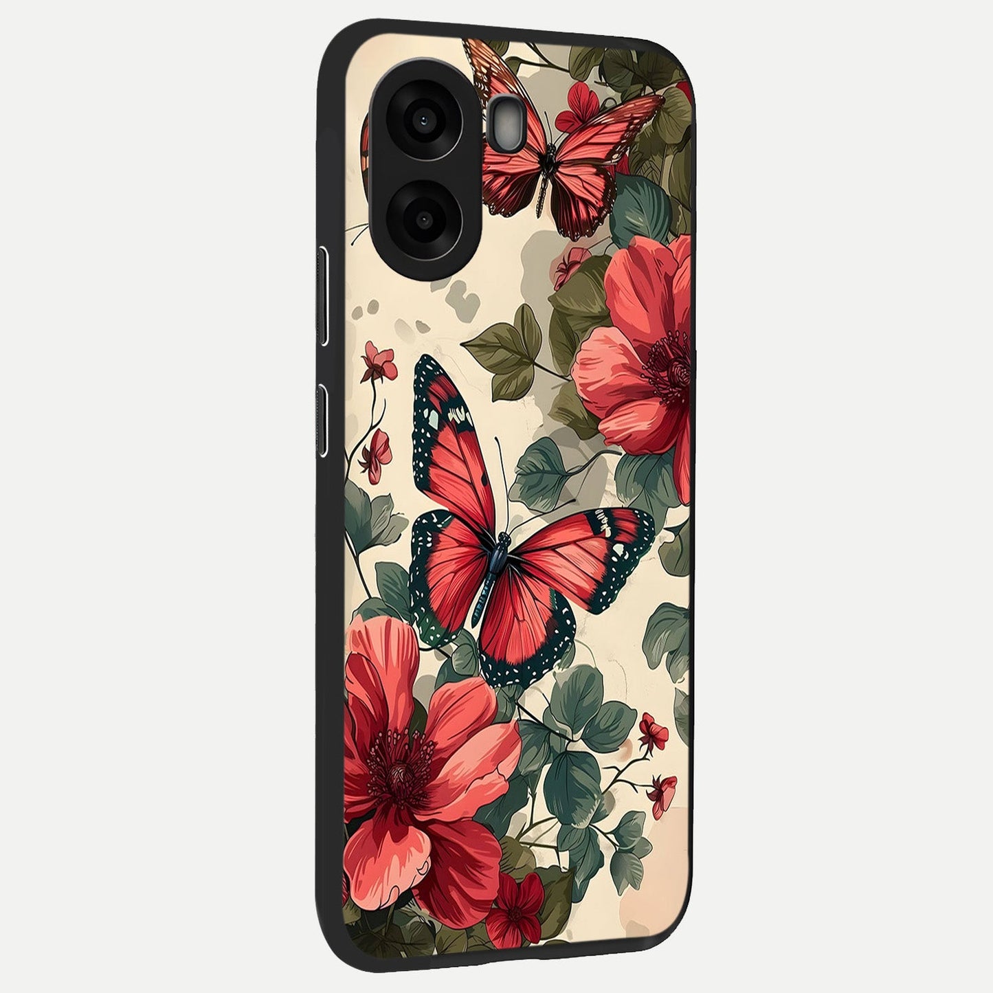  Crimson Butterfly Garden back cover For Oppo A6s slim fit glass case with vibrant aesthetic design