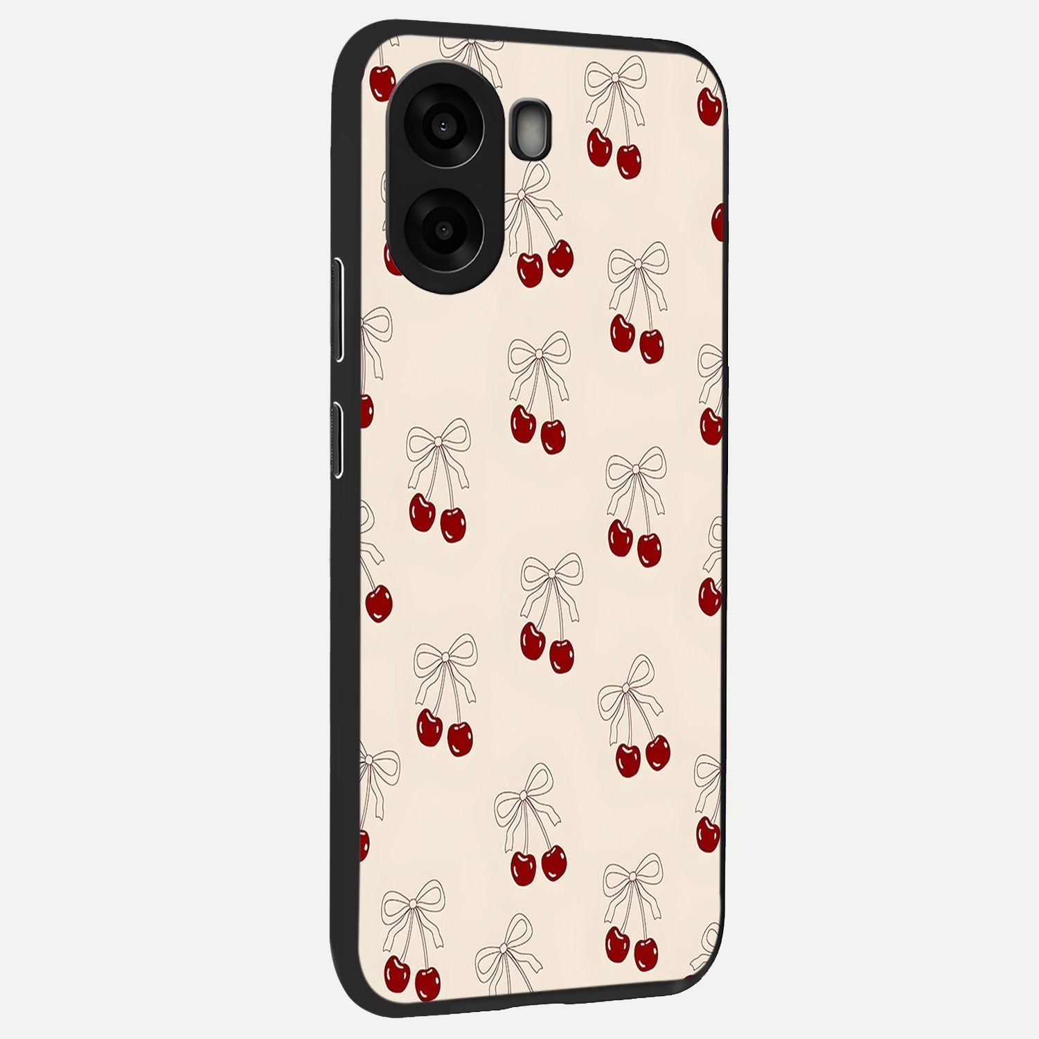  Cute Cherry Pattern back cover For Oppo A6s slim fit glass case with vibrant aesthetic design