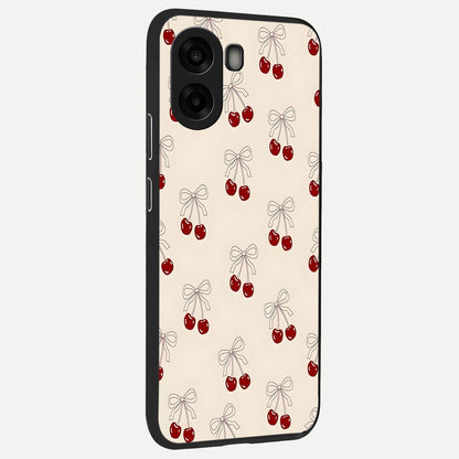  Cute Cherry Pattern back cover For Oppo A6s slim fit glass case with vibrant aesthetic design