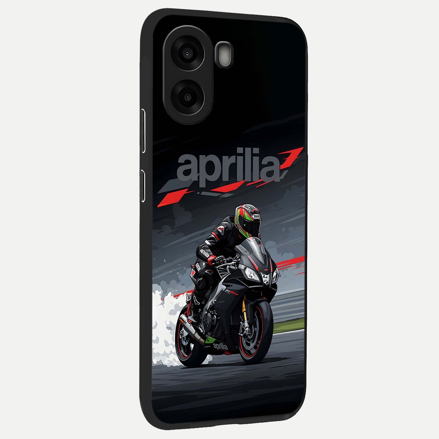  Dark Aprilla back cover For Oppo A6s slim fit glass case with vibrant aesthetic design