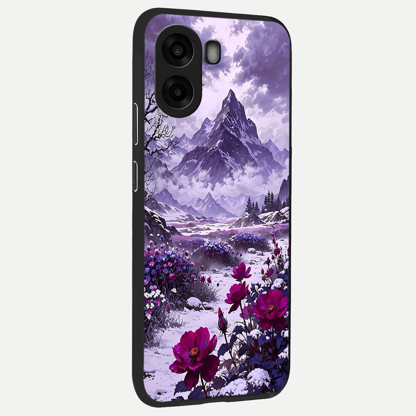  Flower Mountain View back cover For Oppo A6s slim fit glass case with vibrant aesthetic design