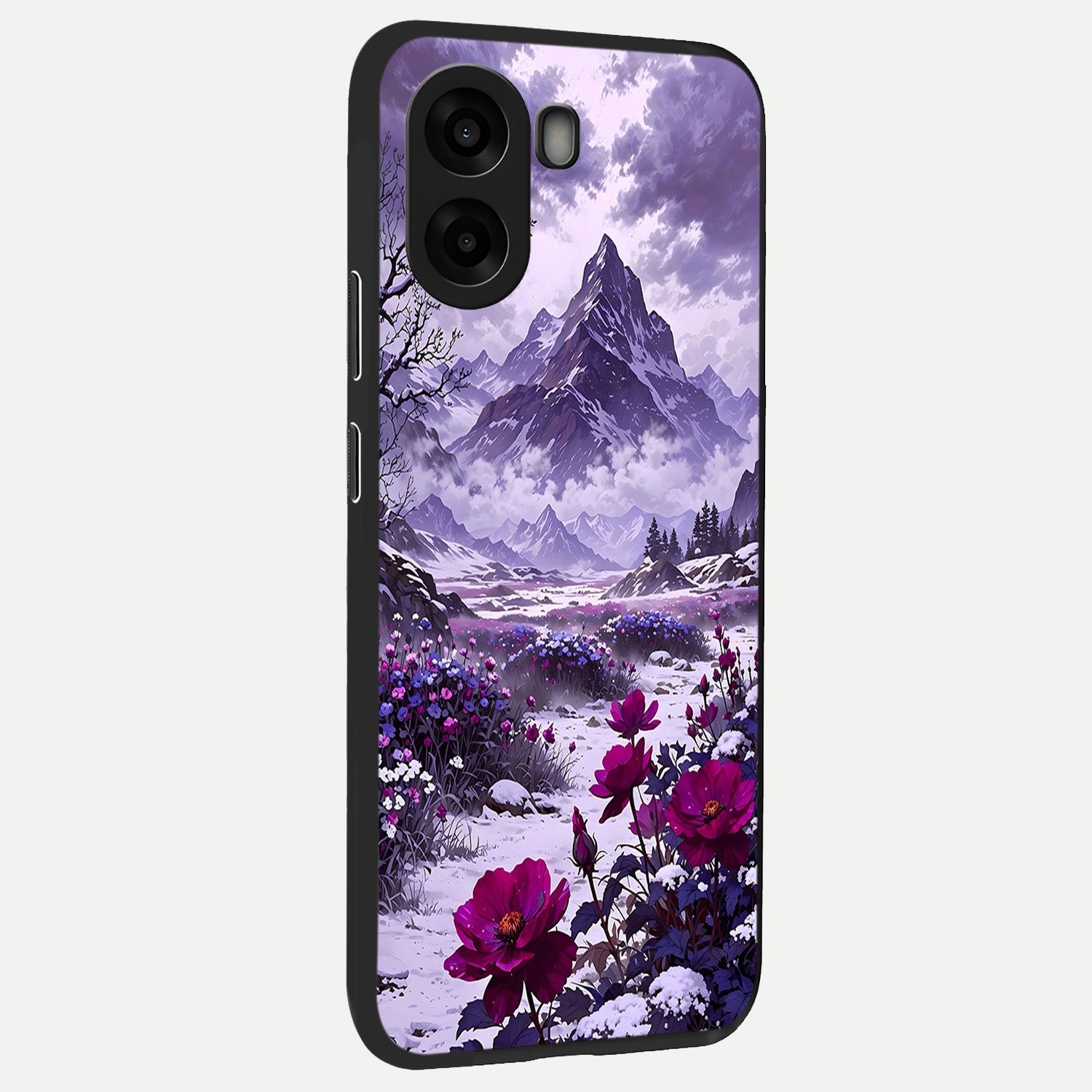  Flower Mountain View back cover For Oppo A6s slim fit glass case with vibrant aesthetic design