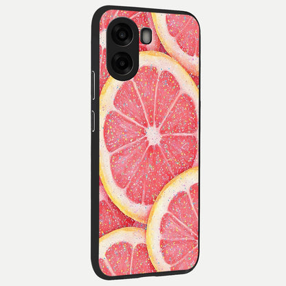  Glitter Grapefruit back cover For Oppo A6s slim fit glass case with vibrant aesthetic design
