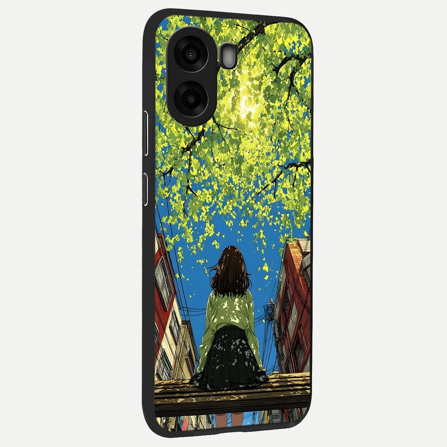  Golden Leaves Glow back cover For Oppo A6s slim fit glass case with vibrant aesthetic design