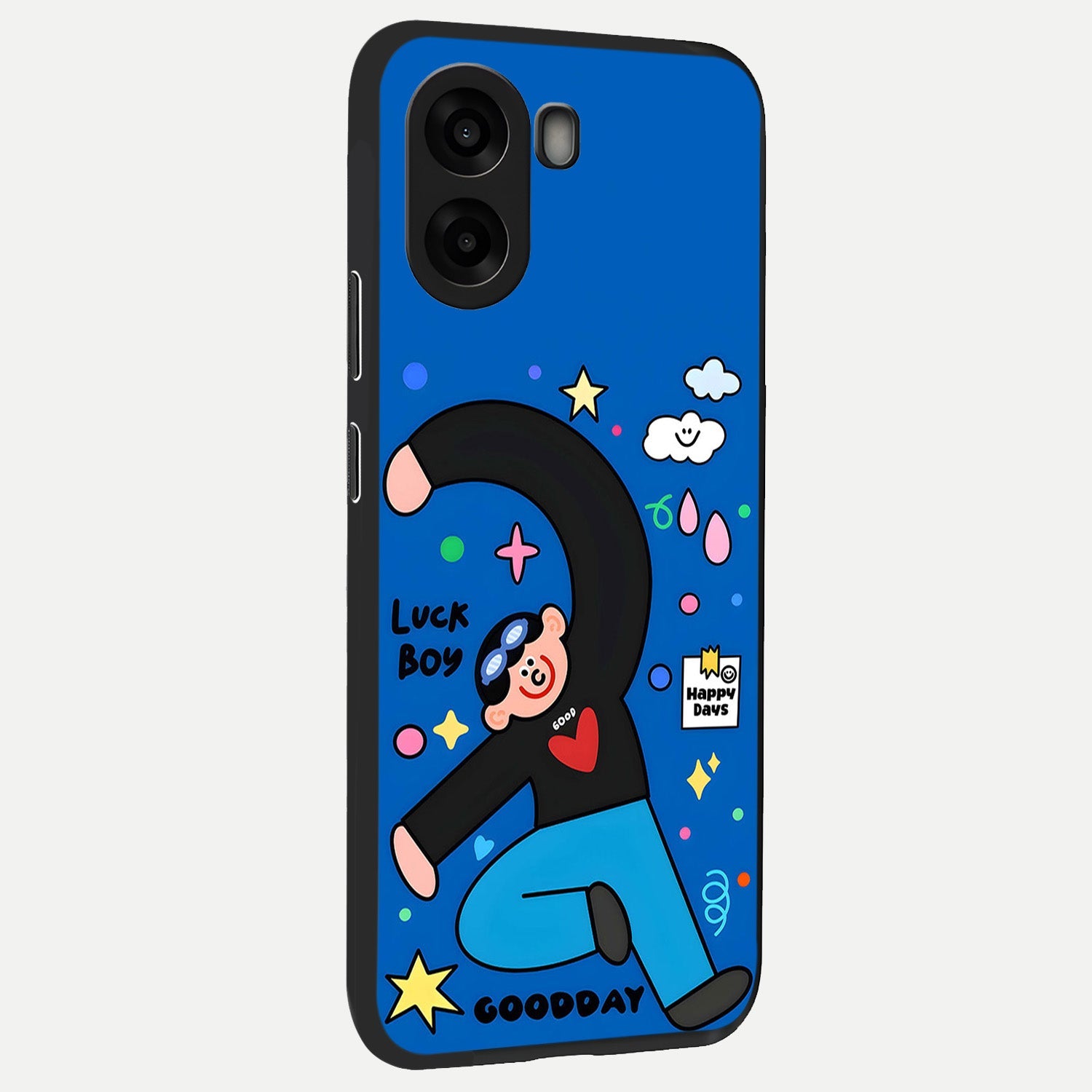  Happy Luck Vibe back cover For Oppo A6s slim fit glass case with vibrant aesthetic design