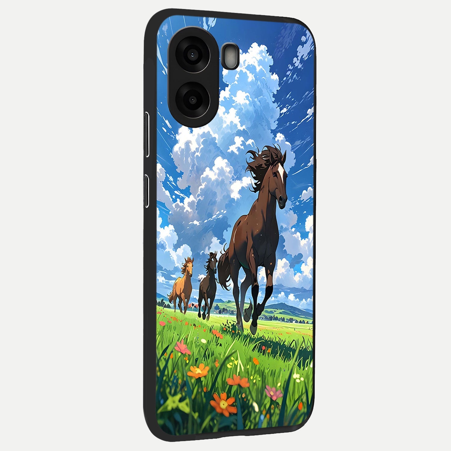  Majestic Horses Galloping back cover For Oppo A6s slim fit glass case with vibrant aesthetic design