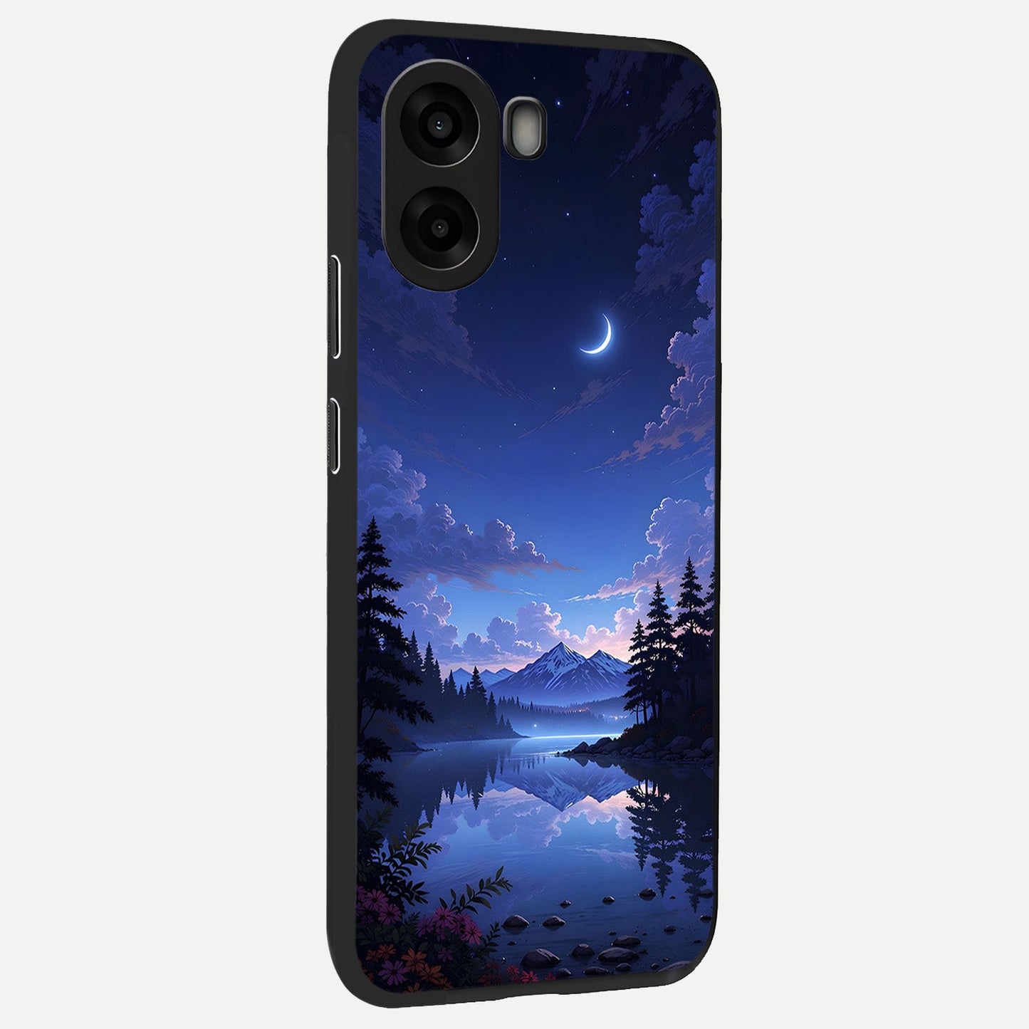  Midnight Lake Peace back cover For Oppo A6s slim fit glass case with vibrant aesthetic design