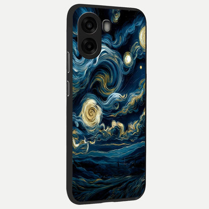  Midnight Sky Whirl back cover For Oppo A6s slim fit glass case with vibrant aesthetic design