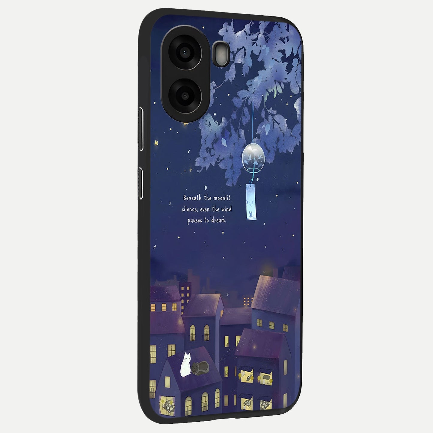  Moonlit Cat Silence back cover For Oppo A6s slim fit glass case with vibrant aesthetic design