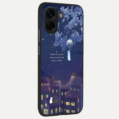  Moonlit Cat Silence back cover For Oppo A6s slim fit glass case with vibrant aesthetic design