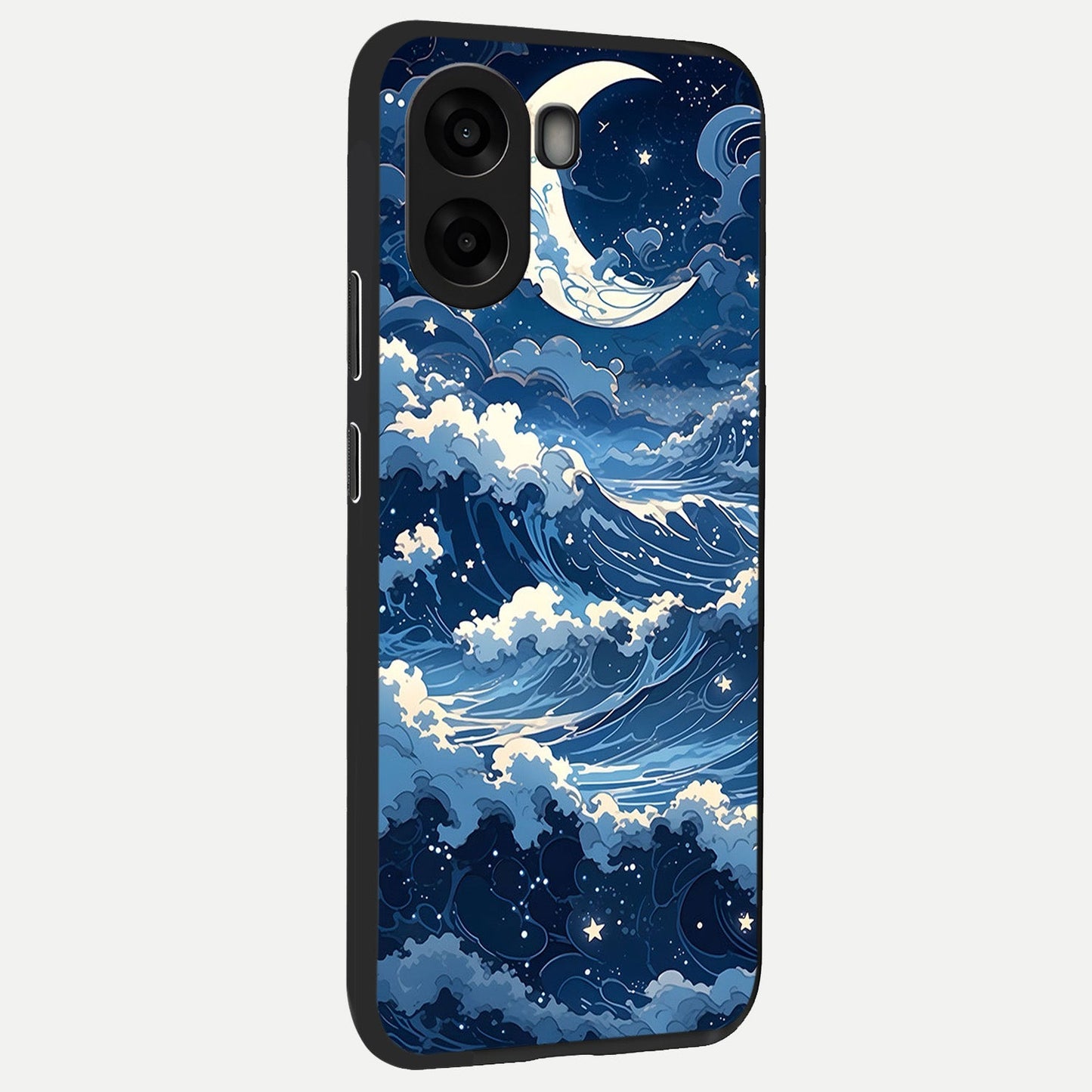  Ocean Moon Waves back cover For Oppo A6s slim fit glass case with vibrant aesthetic design
