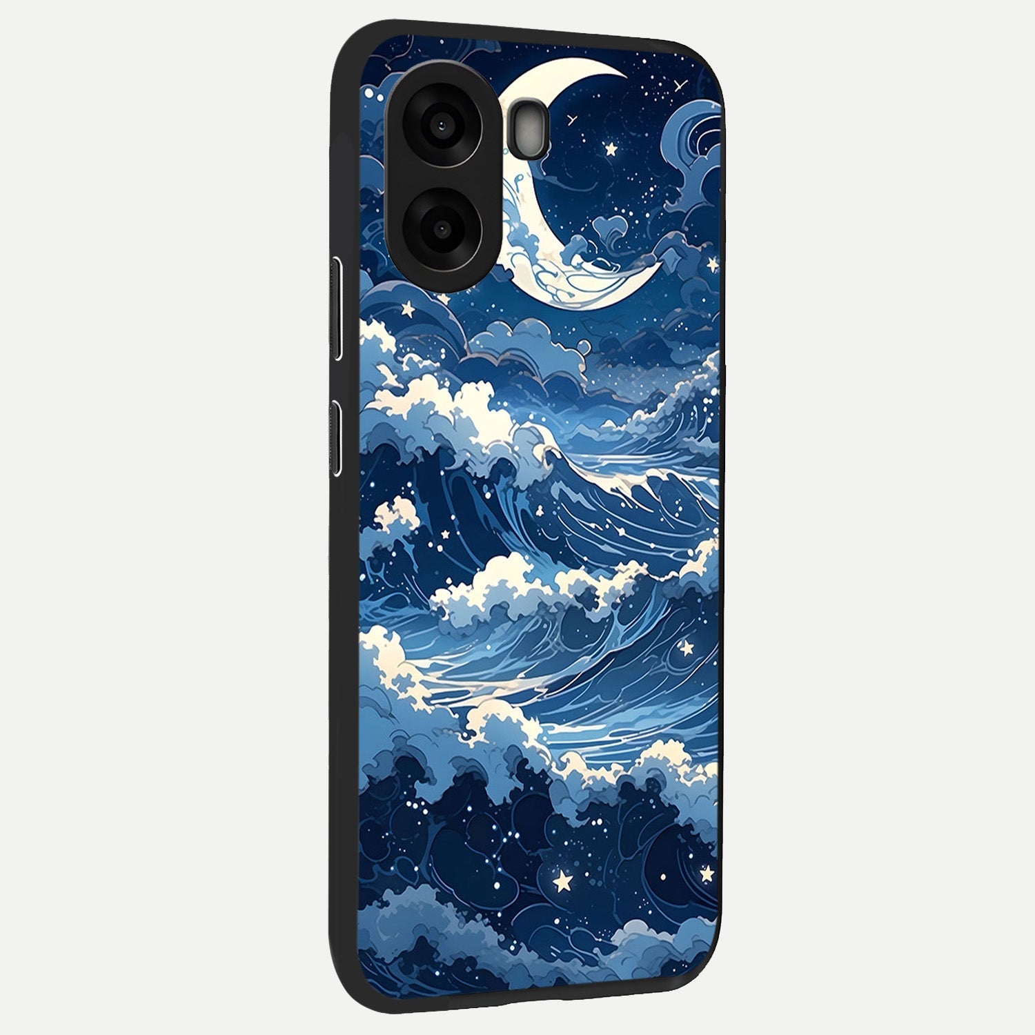  Ocean Moon Waves back cover For Oppo A6s slim fit glass case with vibrant aesthetic design