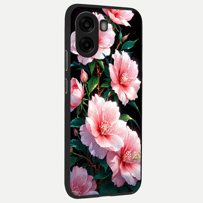  Peach Flower back cover For Oppo A6s slim fit glass case with vibrant aesthetic design