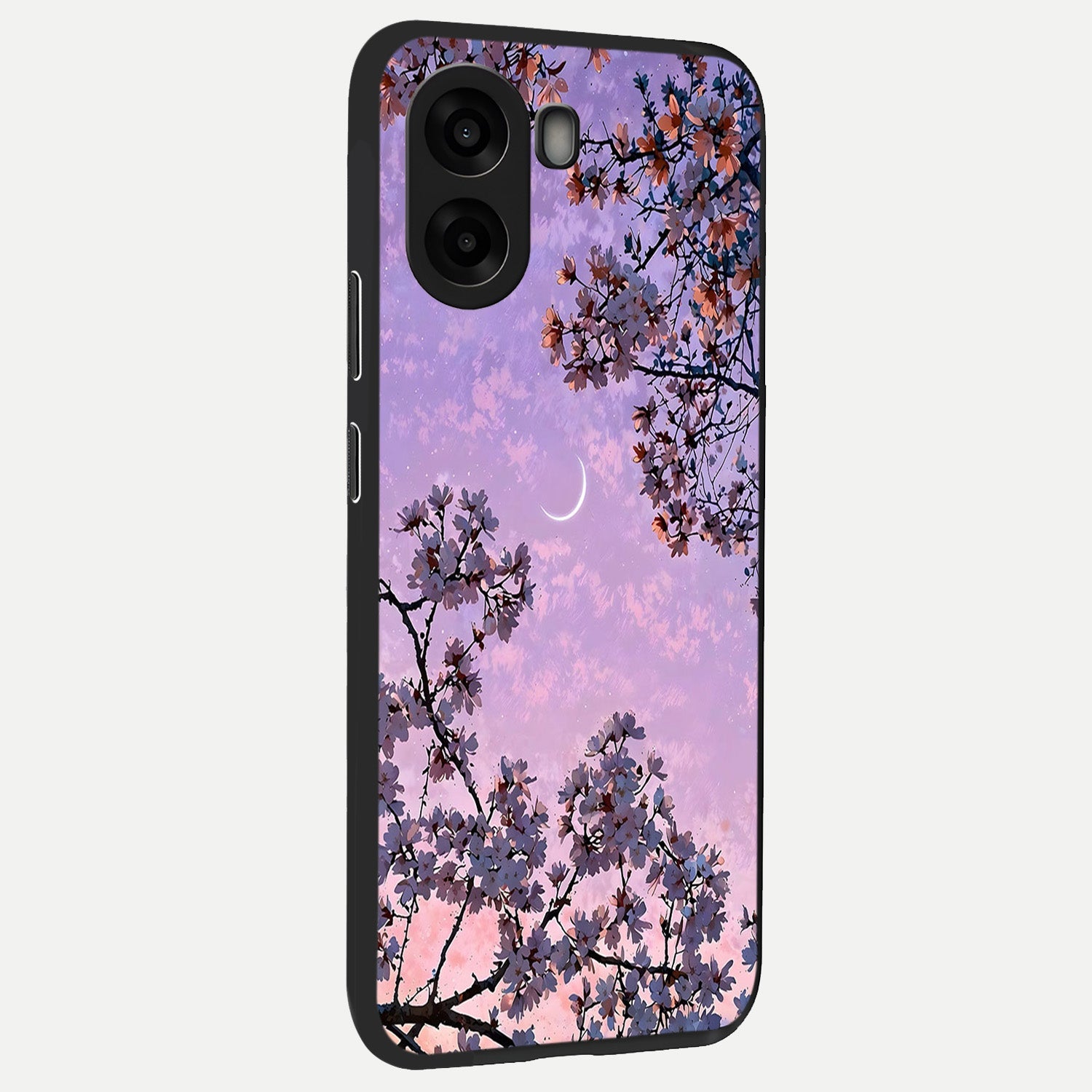  Purple Serenity Moon back cover For Oppo A6s slim fit glass case with vibrant aesthetic design