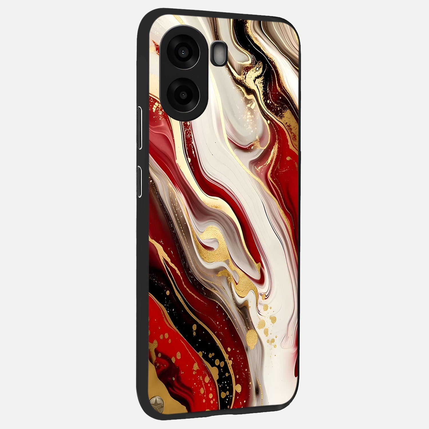  Red And White Marble back cover For Oppo A6s slim fit glass case with vibrant aesthetic design