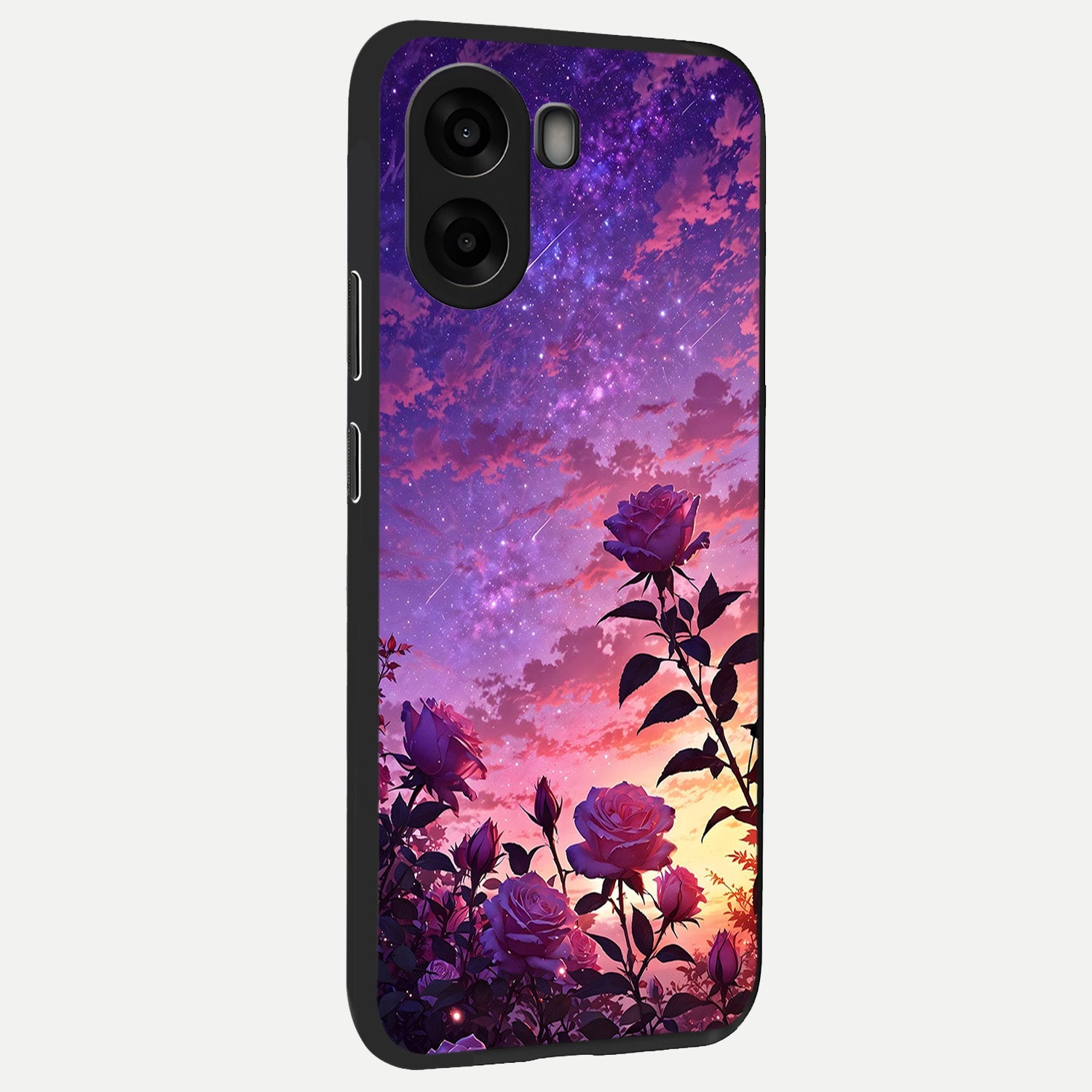  Starlit Rose Twilight back cover For Oppo A6s slim fit glass case with vibrant aesthetic design