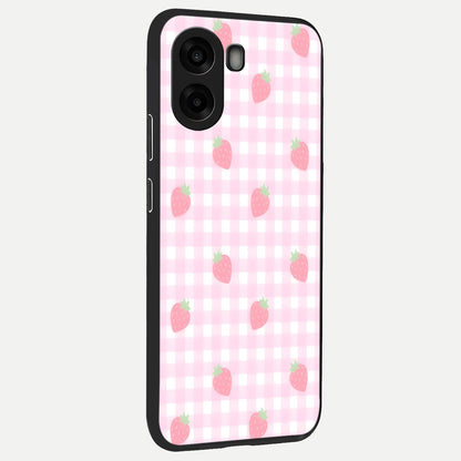  Strawberry Picnic Love back cover For Oppo A6s slim fit glass case with vibrant aesthetic design