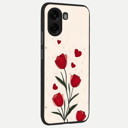  Tulip With Heart back cover For Oppo A6s slim fit glass case with vibrant aesthetic design
