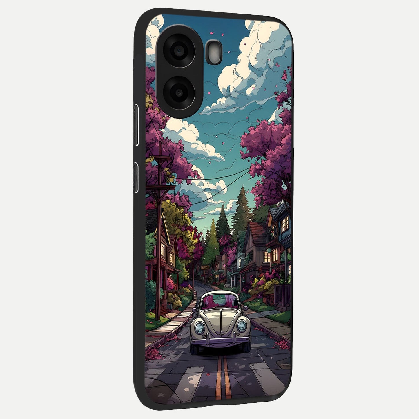  Vintage Street Drive back cover For Oppo A6s slim fit glass case with vibrant aesthetic design