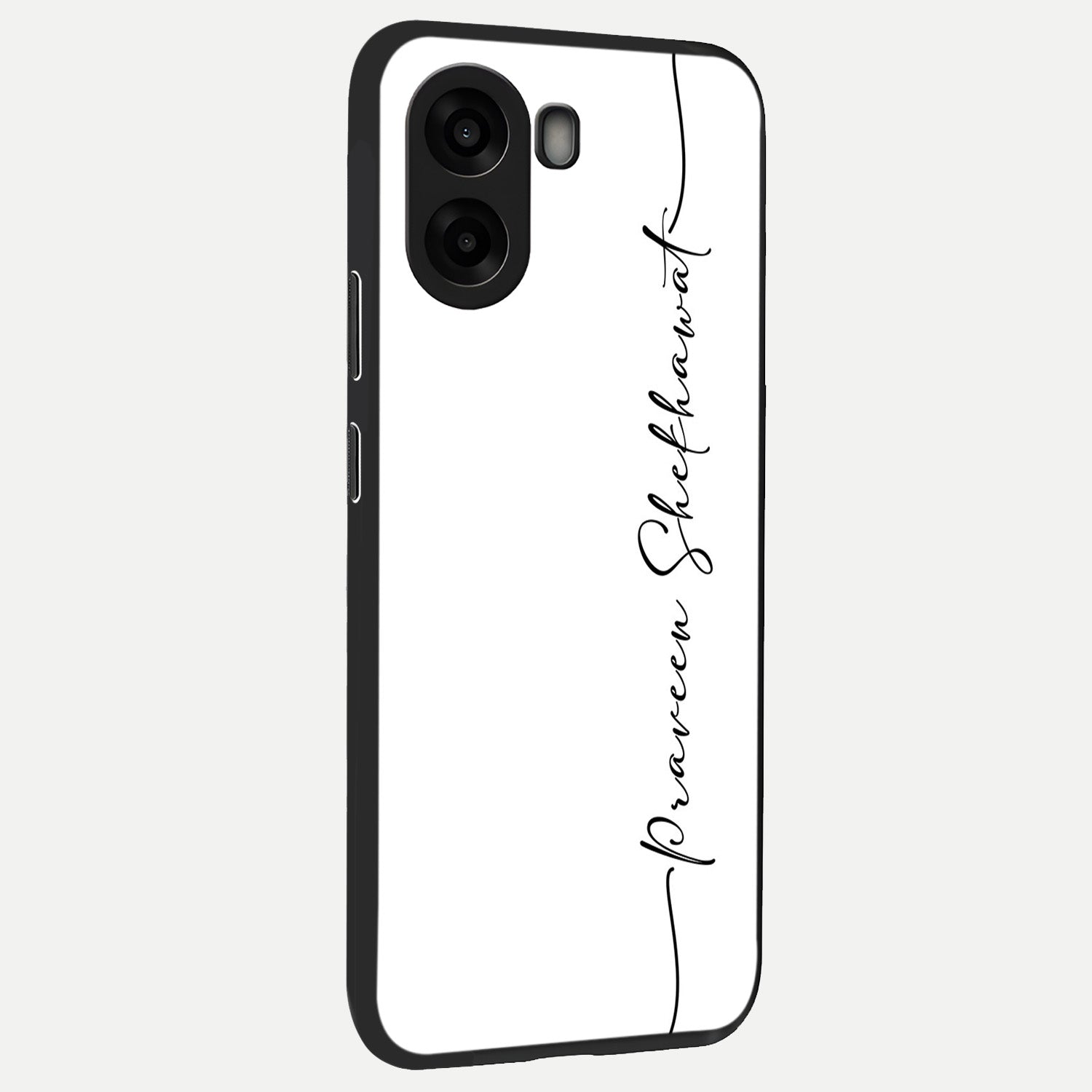  White Tune Custom Name back cover For Oppo A6s slim fit personalized glass case with aesthetic design