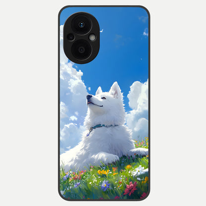  Blissful Cloud Pup Glass Case For Oppo F21 Pro 5G back cover – full design glossy printed glass finish