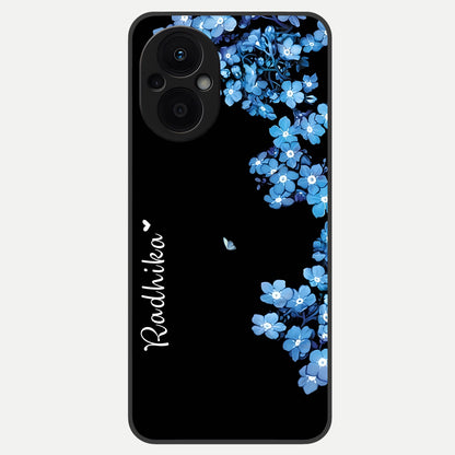  Blue Petal Dream Custom Name Glass Case For Oppo F21 Pro 5G back cover – full design glossy printed glass finish