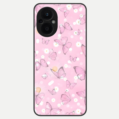  Blush Butterfly Garden Glass Case For Oppo F21 Pro 5G back cover – full design glossy printed glass finish
