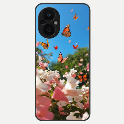  Butterflies In Bloom Sky Glass Case For Oppo F21 Pro 5G back cover – full design glossy printed glass finish