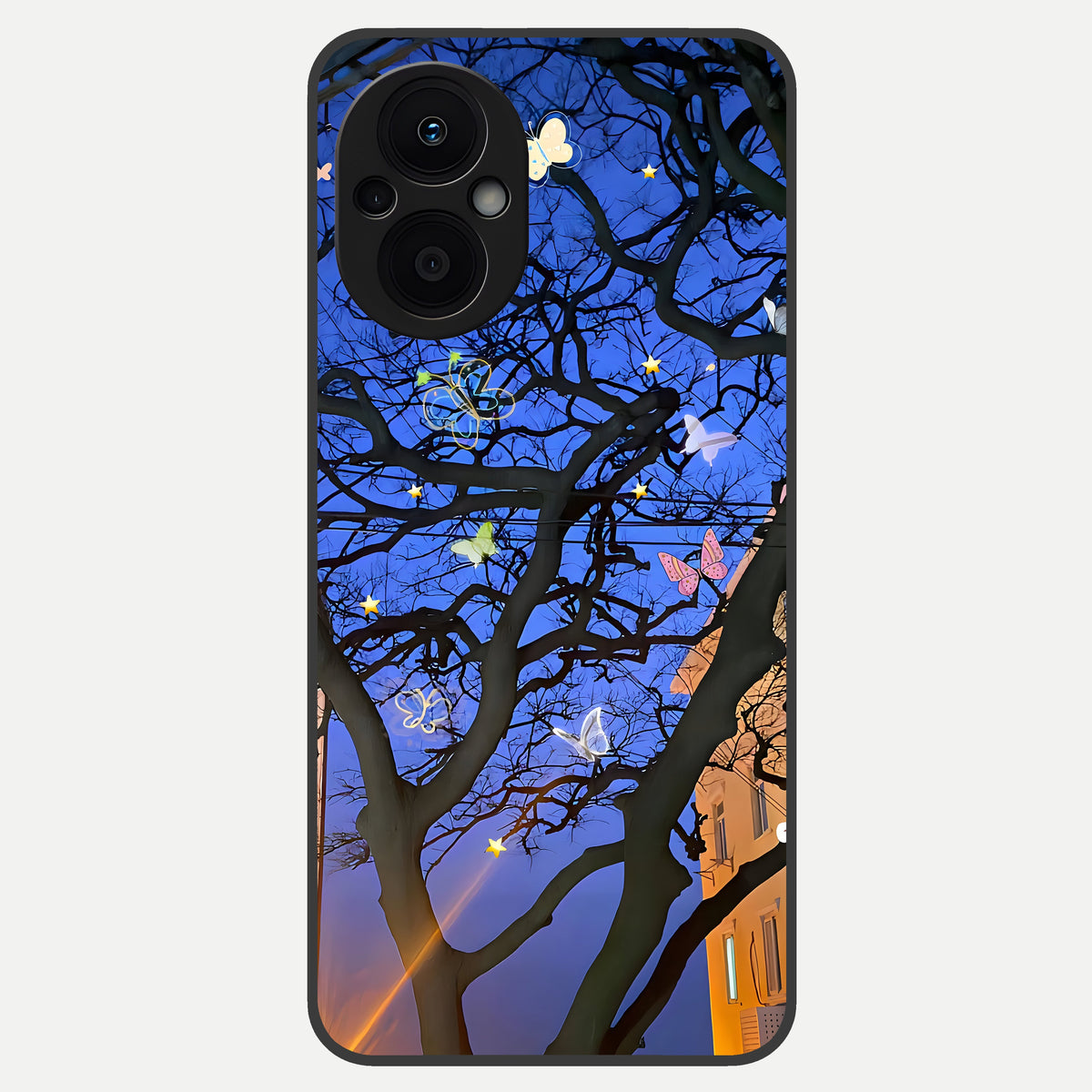  Butterfly Night Magic Glass Case For Oppo F21 Pro 5G back cover – full design glossy printed glass finish