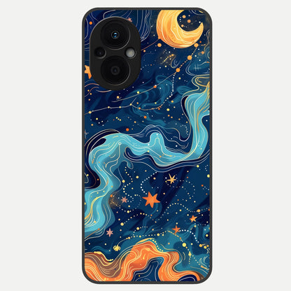  Celestial Dream Flow Glass Case For Oppo F21 Pro 5G back cover – full design glossy printed glass finish