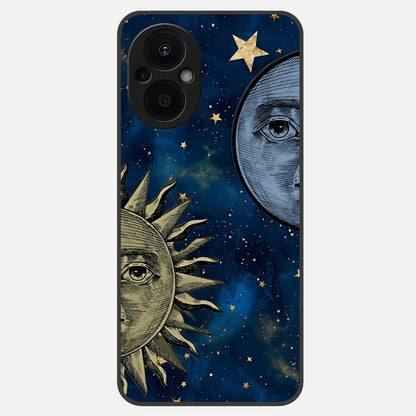  Celestial Moon With Sun Glass Case For Oppo F21 Pro 5G back cover – full design glossy printed glass finish