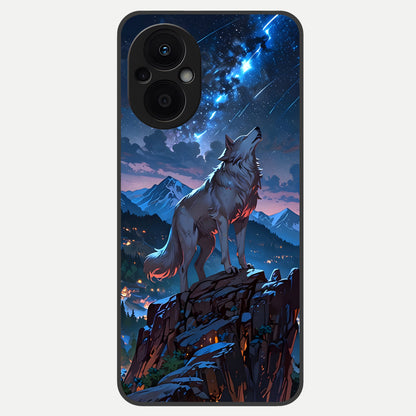  Celestial Wolf Howl Glass Case For Oppo F21 Pro 5G back cover – full design glossy printed glass finish